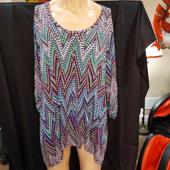Premise Multicolor Top with Shark Bite Hem - Size XXL - Picture 4 of 7